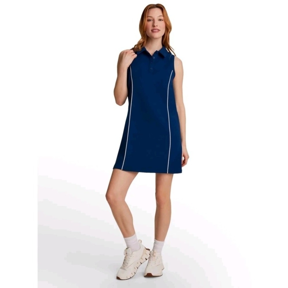Reebok Navy White Team Player Polo Dress Sz XS Preppy Sporty Country Club Tennis